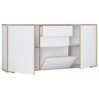 Kommode Salia Weiß, Honigeiche Dekor B:160cm - Honigeiche/Schwarz, Design, Holzwerkstoff (160/74/33cm) - MID.YOU
