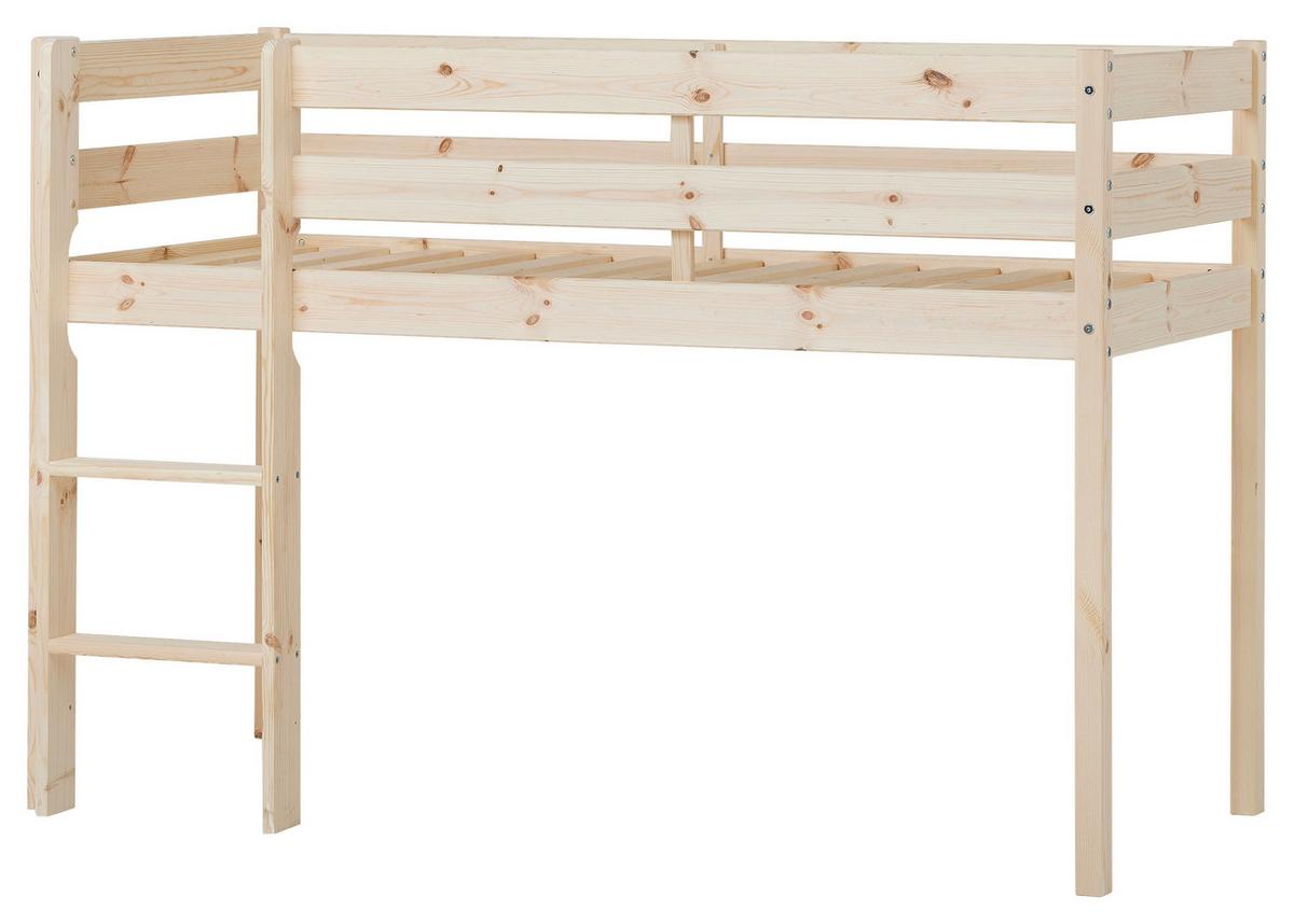 Hochbett Eco Comfort Kieferfarben 70x160cm - Weiß/Naturfarben, MODERN, Holz/Kunststoff (70/160cm) - MID.YOU
