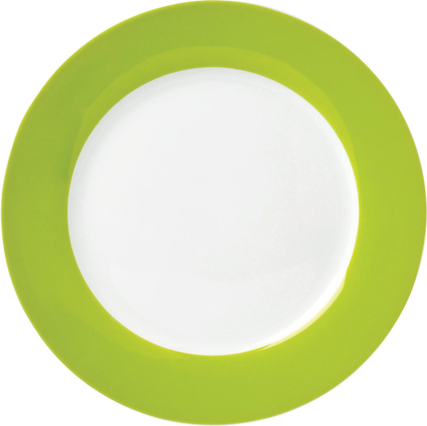 Desserttellerset Grün Weiß 6-Teilig D: 20 Cm - Weiß/Grün, Basics, Keramik (20cm) - Van Well