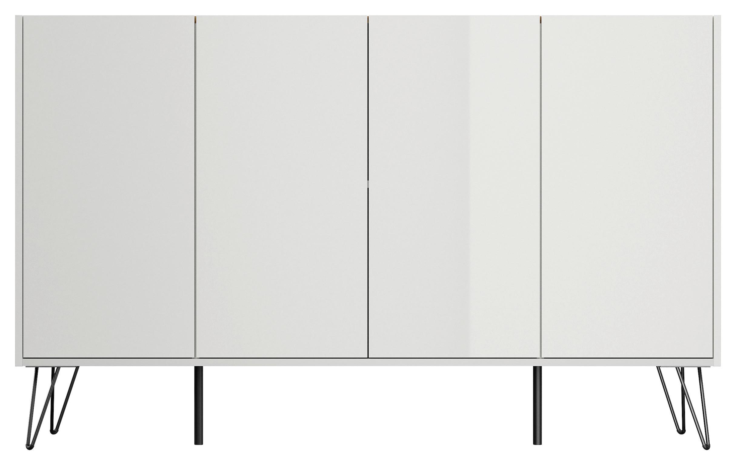 Sideboard Posseik Industrial Weiß/eichefarben B: 155 Cm - Weiß Hochglanz/Eichefarben, Design, Holzwerkstoff (155/93,6/42cm) - P & B