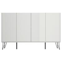 Sideboard Posseik Industrial Weiß/eichefarben B: 155 Cm - Weiß Hochglanz/Eichefarben, Design, Holzwerkstoff (155/93,6/42cm) - P & B