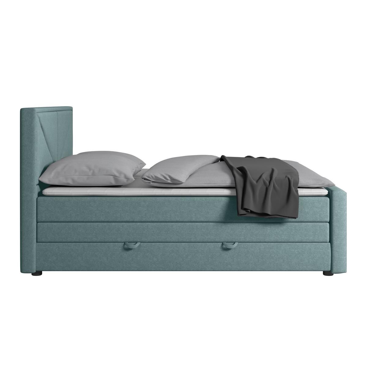 Boxspringbett mit Bettkasten Lima 180x200 cm Blau - Blau/Schwarz, MODERN, Holz/Kunststoff (180/200cm) - MID.YOU