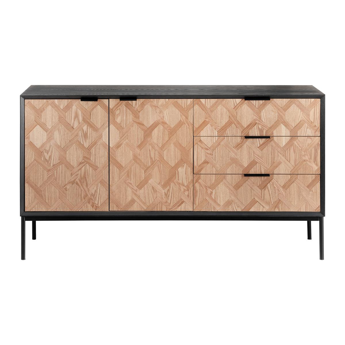 Sideboard MILANO jasan - černá/barvy jasanu, Moderní, kov/dřevo (144/79/40cm) - Bessagi Home