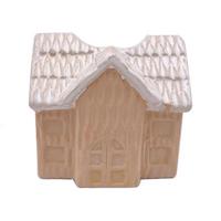 Dekohaus Lina - Braun/Weiß, KONVENTIONELL, Keramik (9,8/9/8,5cm) - Luca Bessoni