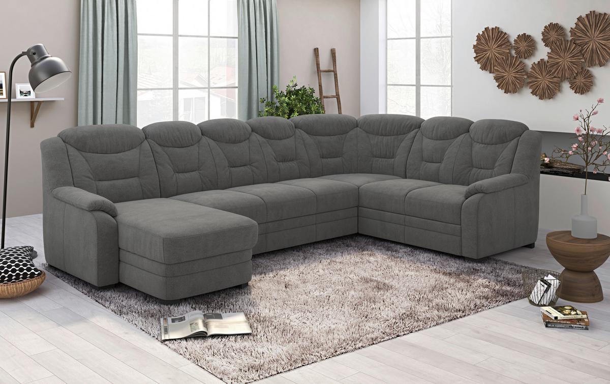 Wohnlandschaft Marcus Anthrazit inkl. Bettkasten - Anthrazit/Schwarz, Basics, Textil (162/330/211cm) - MID.YOU