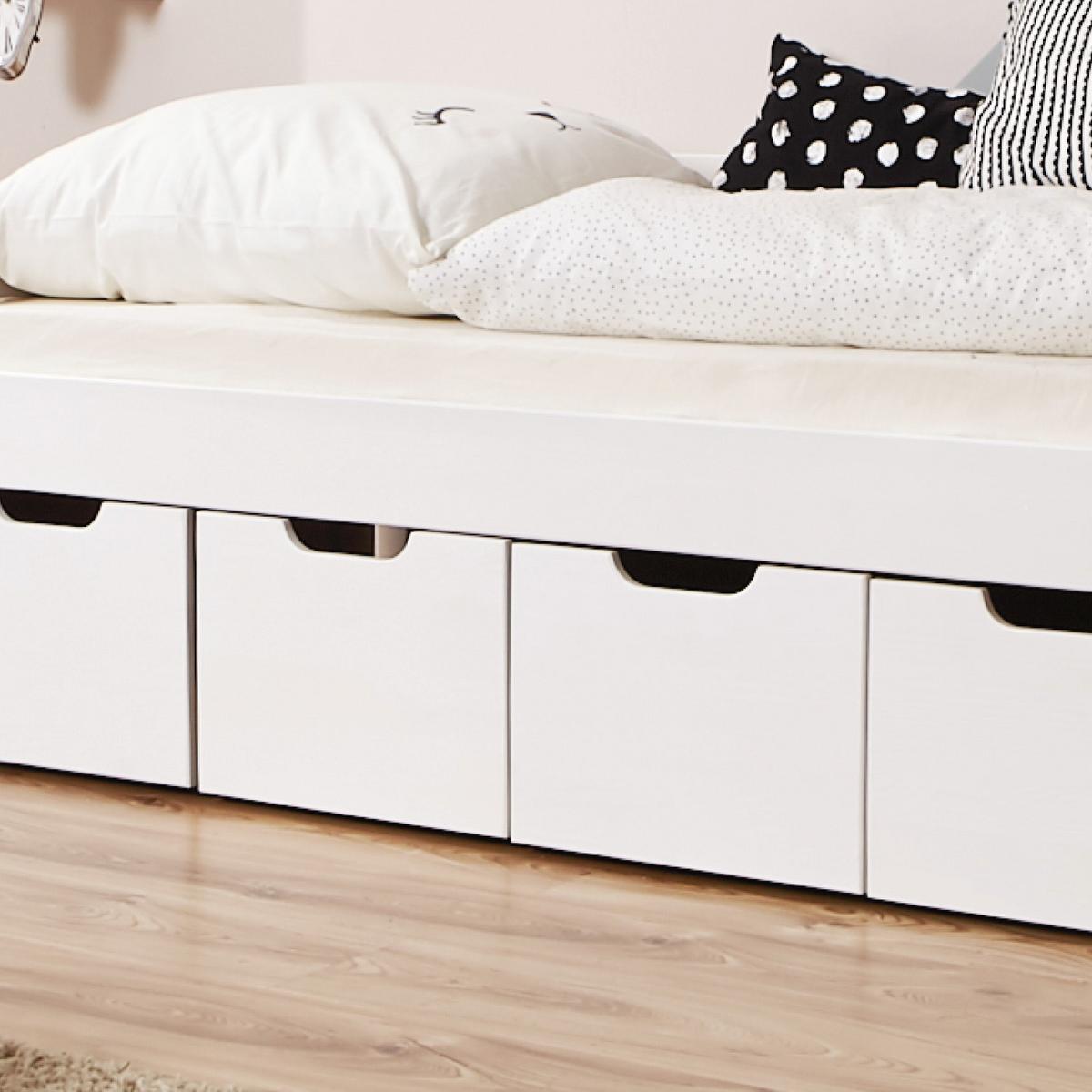 Dětská postel se šuplíky MICKI, 80x160 cm, bílá - bílá/barvy borovice, Natur, dřevo (80/160cm) - MID.YOU