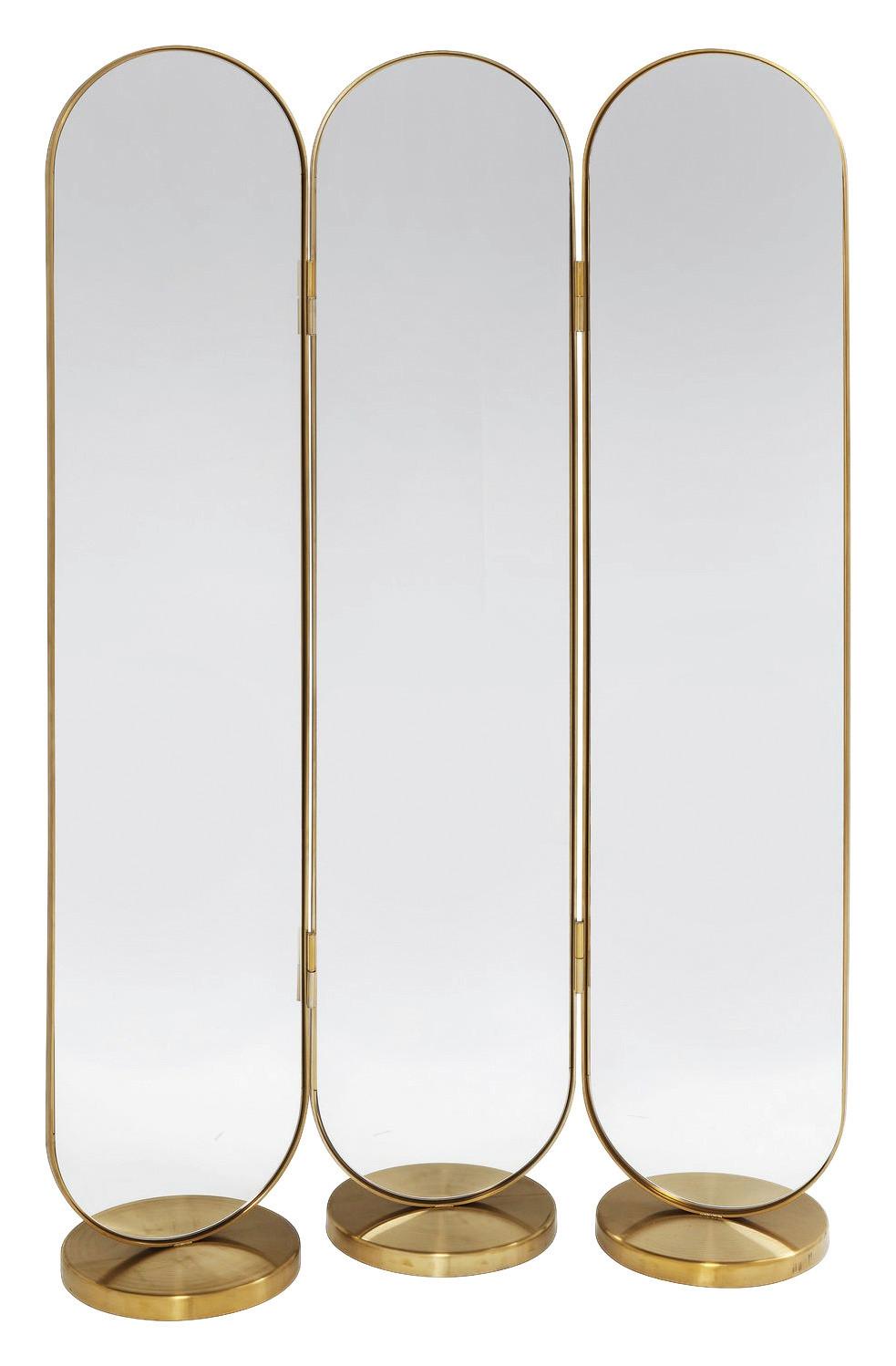 Paravent Curve / Swing -Trend- - Goldfarben, Trend, Glas/Metall (106/166/31cm) - Kare-Design