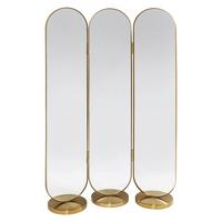 Paravent Curve / Swing -Trend- - Goldfarben, Trend, Glas/Metall (106/166/31cm) - Kare-Design