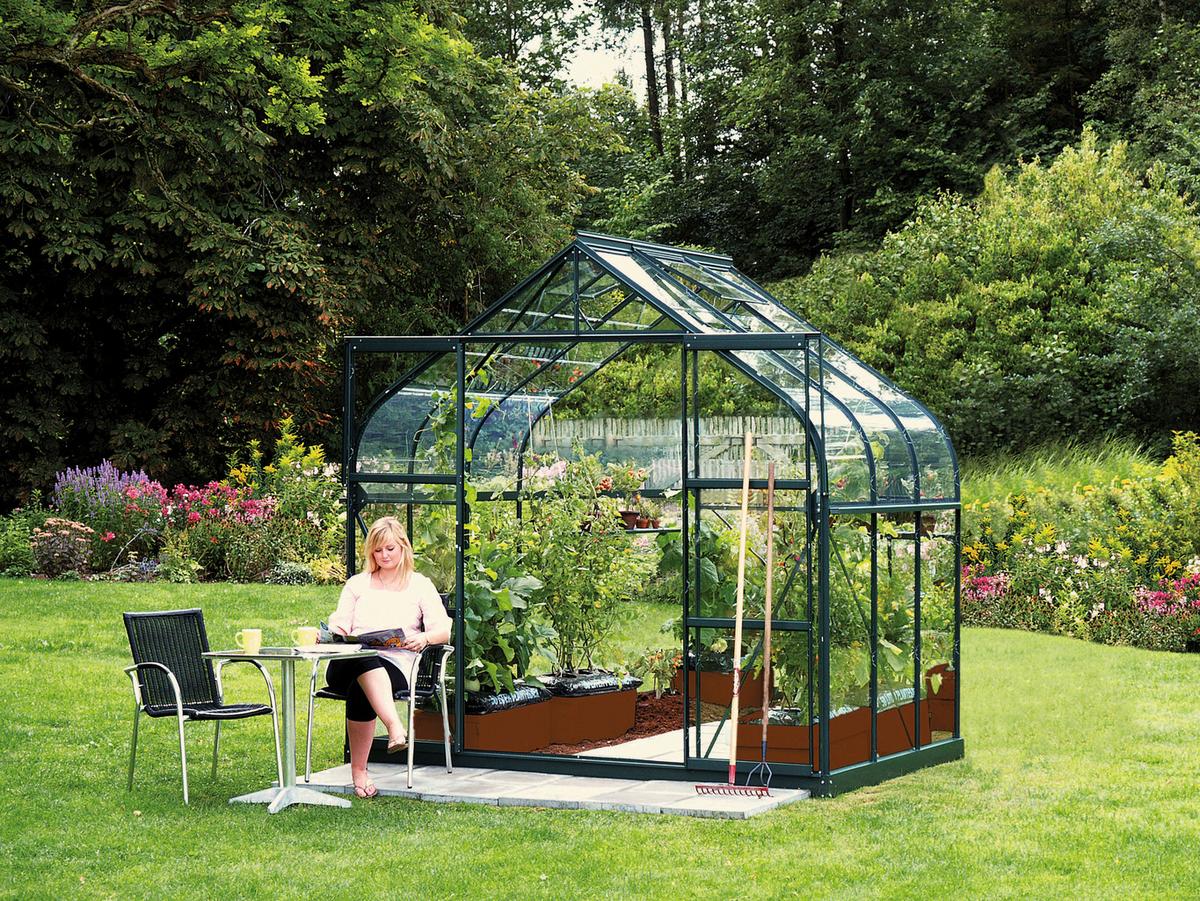 Gewächshausbausatz Diana 5000 5 m2 Metall/Glas - Smaragdgrün, Basics, Glas/Metall (263,5/254,5/195cm)