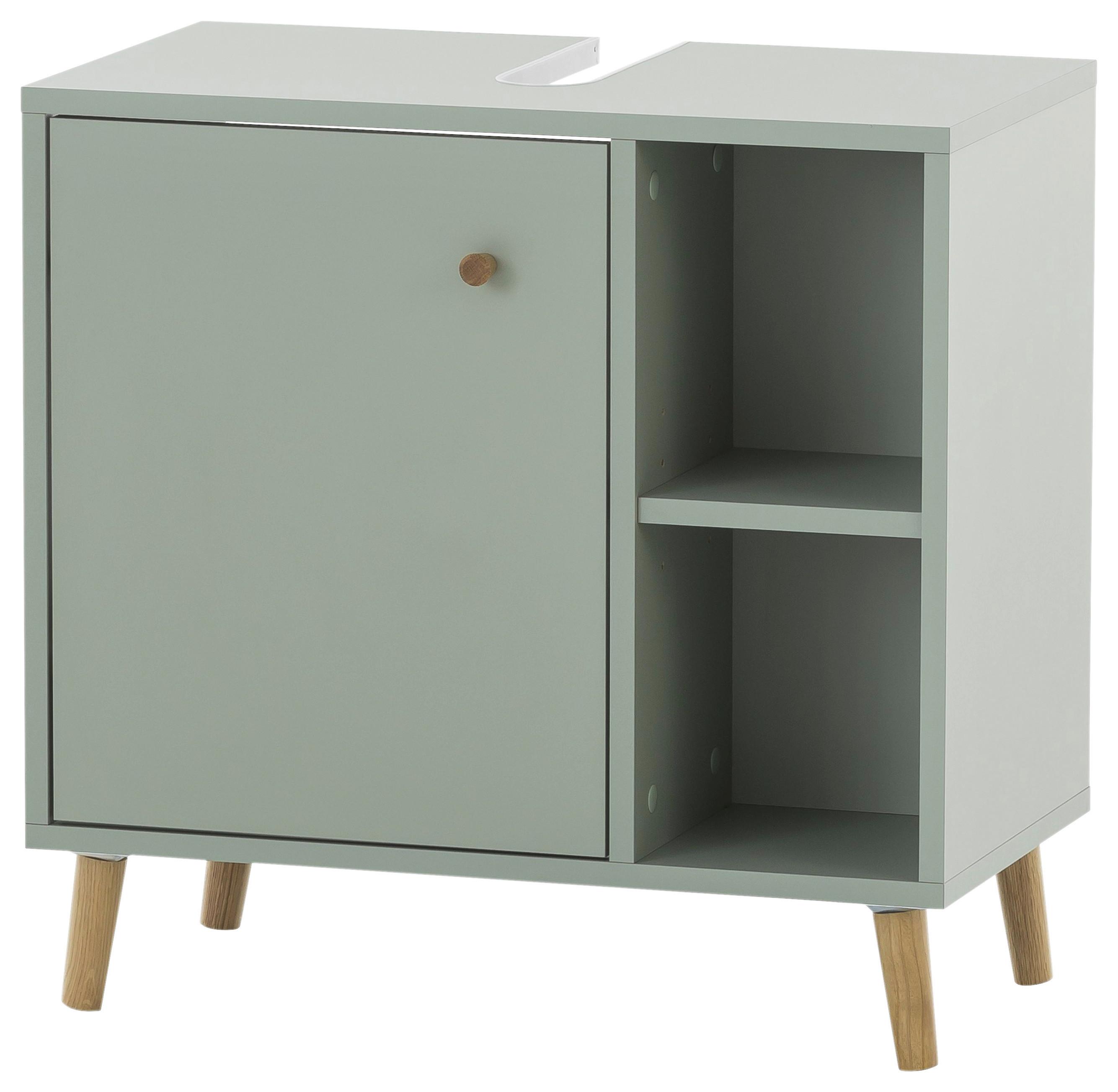 Waschbeckenunterschrank Bjarne B: 60,2 cm Grün/Eiche - Jadegrün/Salbeigrün, MODERN, Holzwerkstoff (60,2/59,3/33,1cm) - MID.YOU