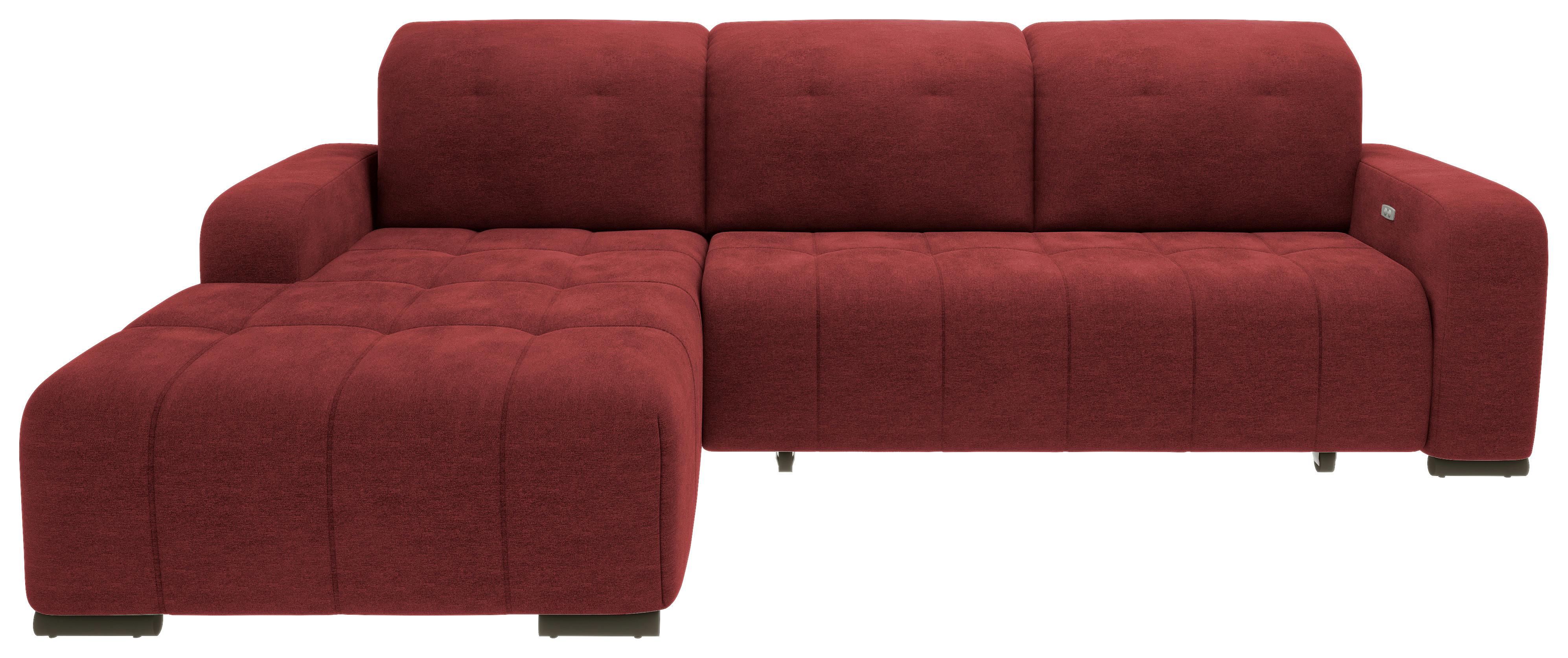 Ecksofa Vicari Rot S: 292x185 Cm - Rot/Schwarz, MODERN, Textil (292/185cm) - Livetastic