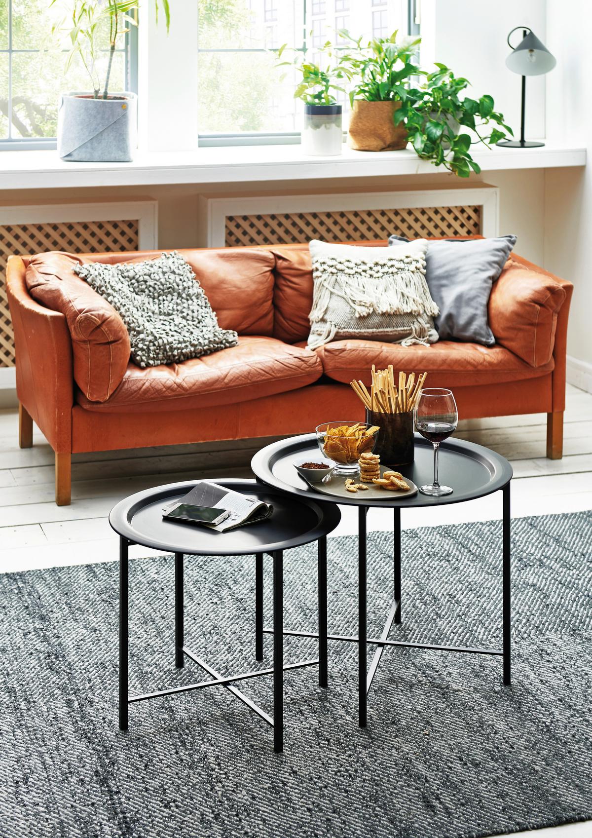 Couchtisch Set Rund Schwarz - Schwarz, Basics, Metall (64/11/65cm)