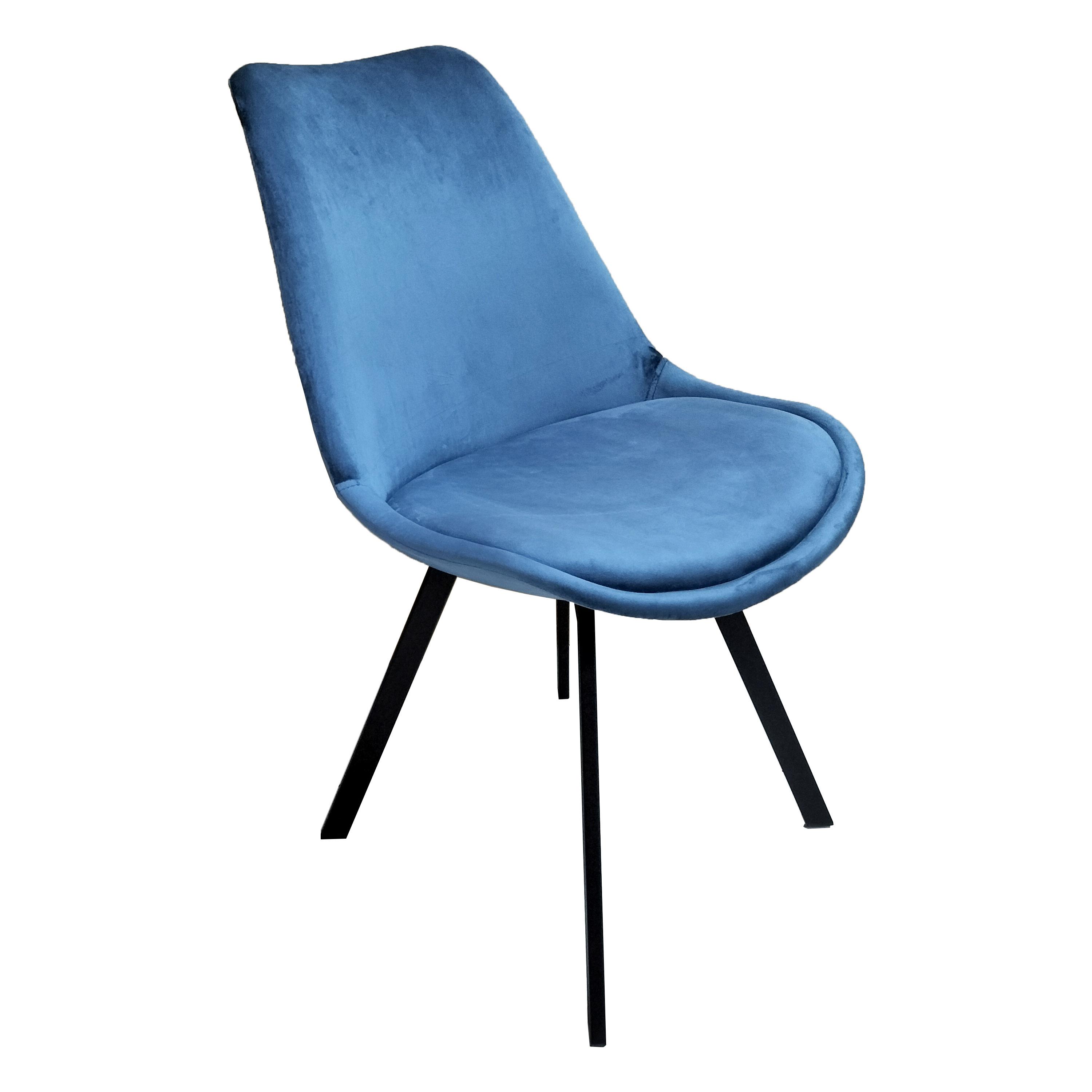Židle Ze Sametu Mia - Modrá - modrá/černá, Moderní, kov/textil (45/84/55cm) - P & B