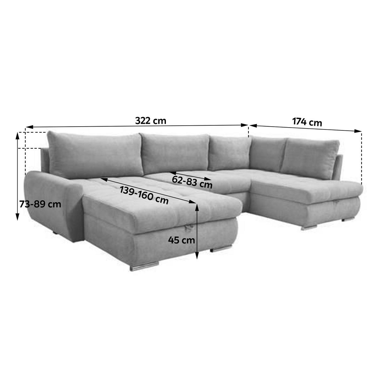 Ecksofa Canion - Chromfarben/Graubraun, Design, Textil (174/322/173cm) - Livetastic