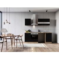 Küchenblock Merle Schwarz B: 220 Cm - Eichefarben/Schwarz, Basics, Glas/Holzwerkstoff (220cm) - Respekta