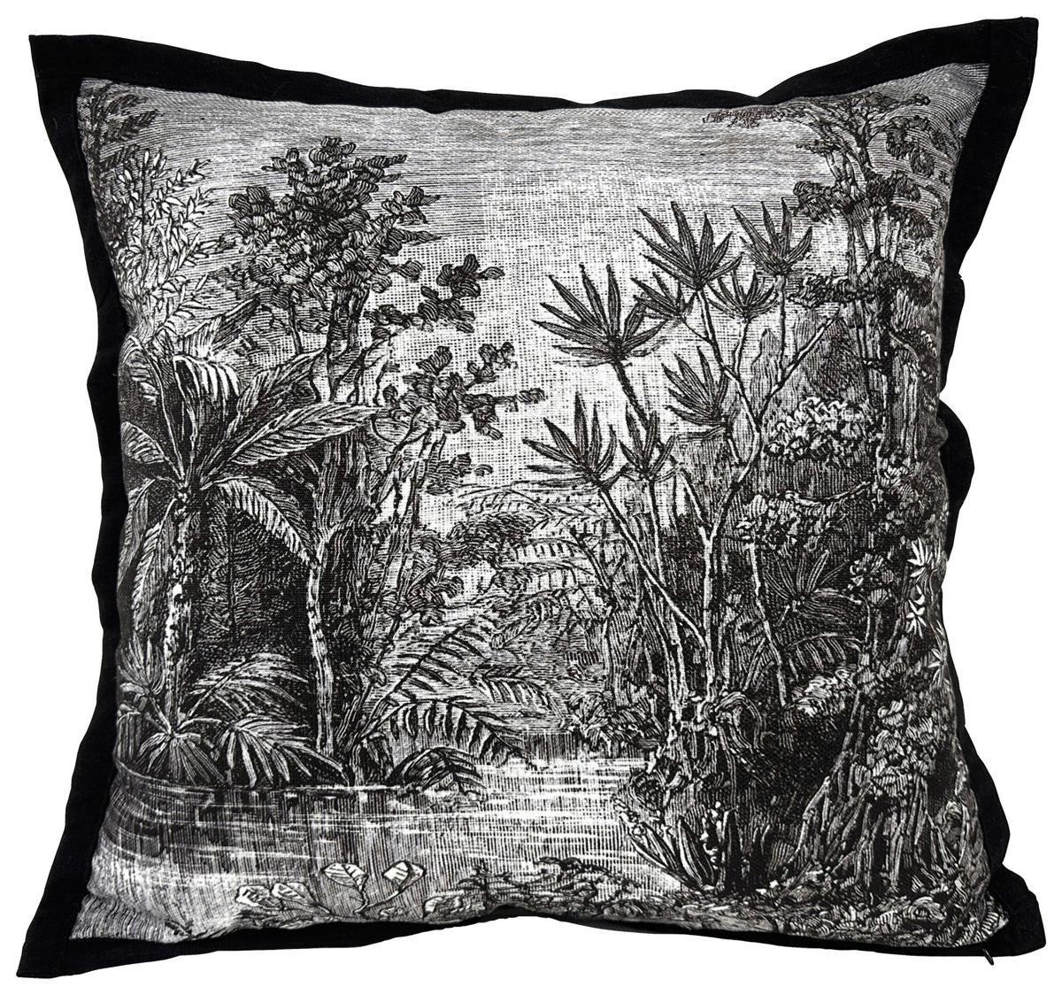 Díszpárna Odette Kb. 45/45cm - fekete/fehér, Romantik / Landhaus, textil (45/45cm) - James Wood