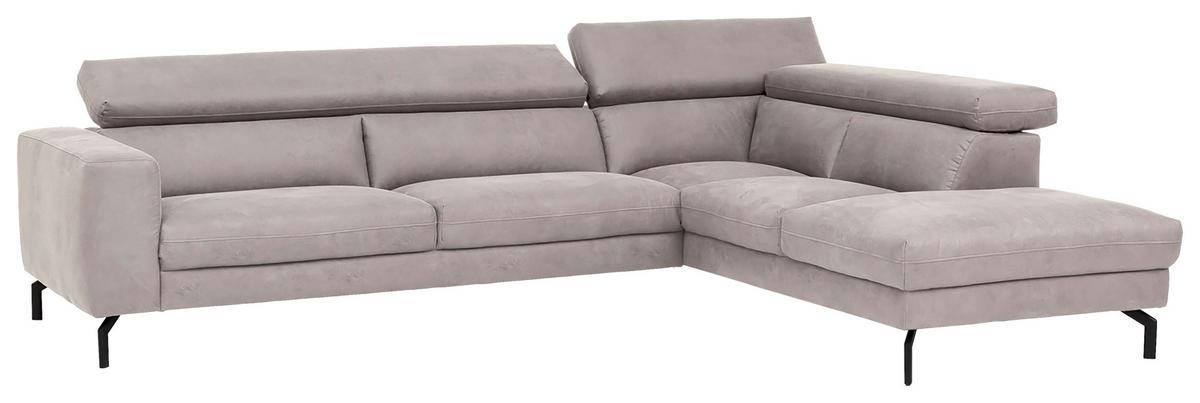 Ecksofa California - Silberfarben/Schwarz, MODERN, Textil (305/233cm) - Trendmanufaktur