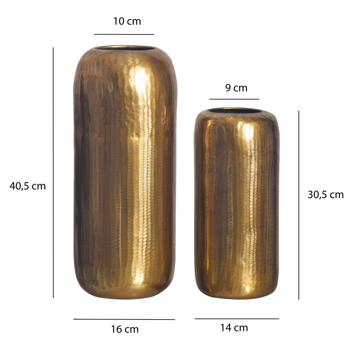 DEKOVASE 2er Set Goldfarben B: 16 cm - Goldfarben, Design, Metall - Livetastic