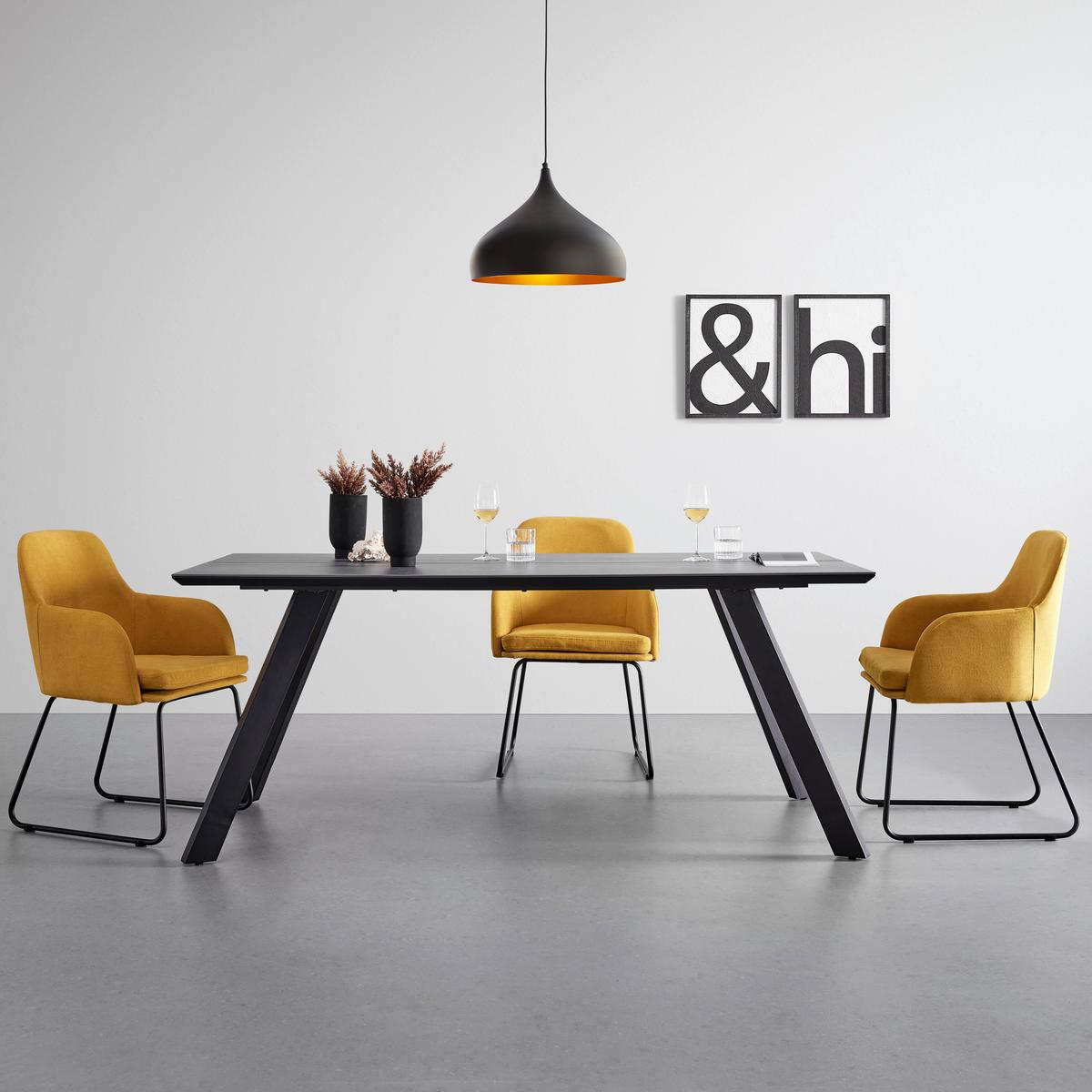 Jídelní stůl LITTA 180x90 cm - černá/tmavě šedá, Moderní, kov/dřevo (180/90/76cm) - P & B