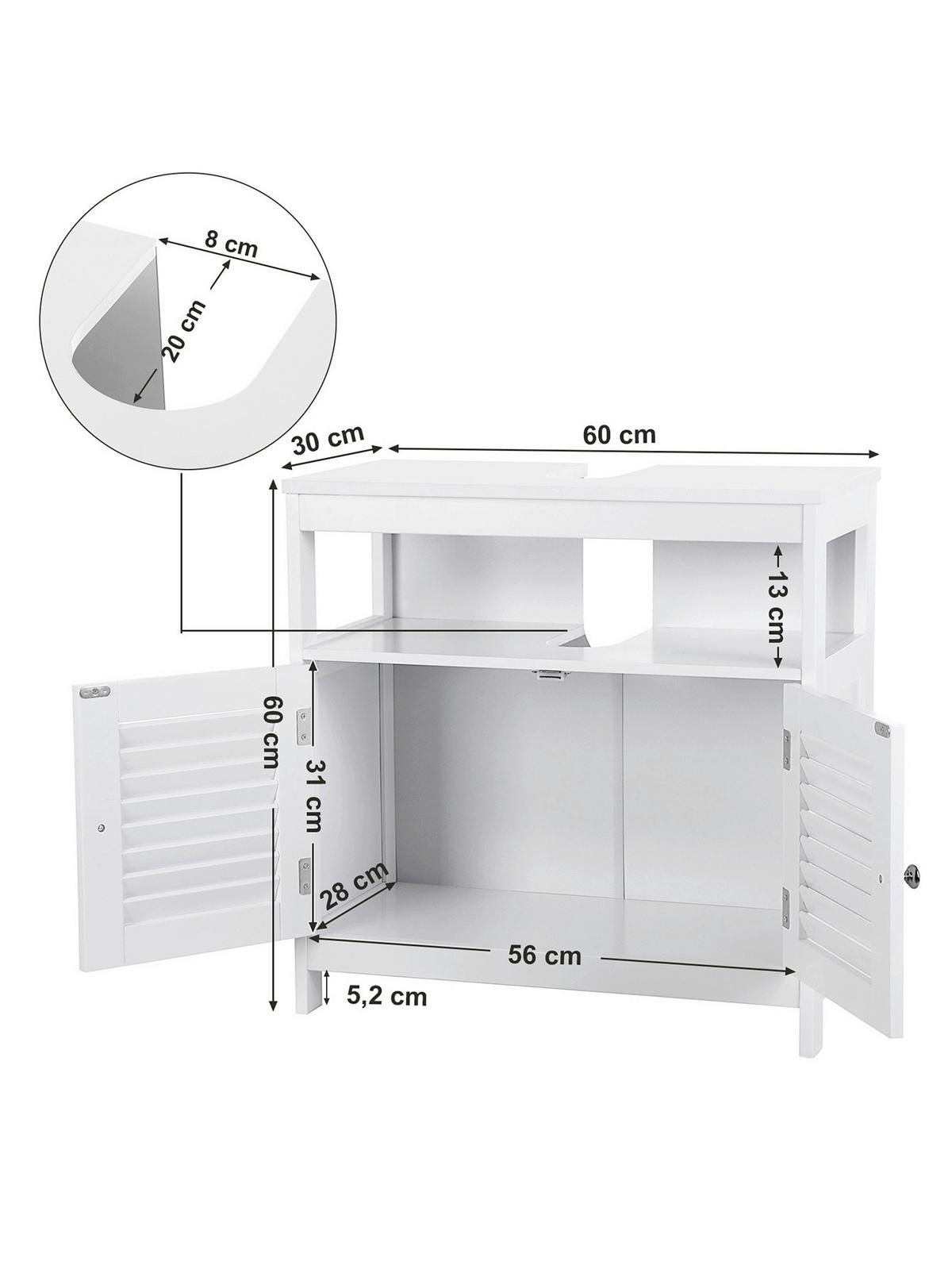 Waschbeckenunterschrank Bbc02wt - Weiß, Trend, Holzwerkstoff (60/60/30cm) - MID.YOU