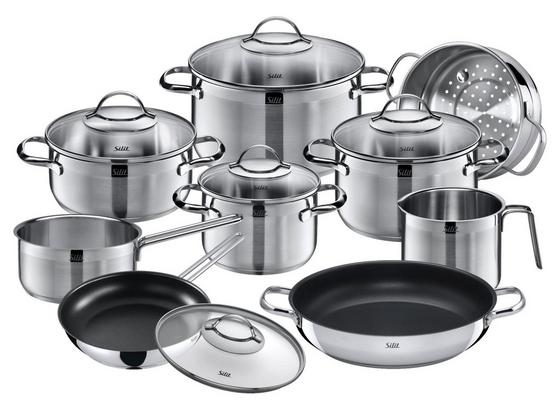 Kochtopfset Achat 14-teilig inkl. Deckel - Silberfarben, MODERN, Glas/Metall - Silit Kochtopfset Achat 14-teilig inkl. Deckel - Silberfarben, MODERN, Glas/Metall - Silit
