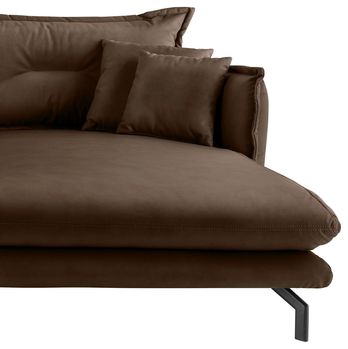 Ecksofa Lava Braun S: 255x180cm - Schwarz/Braun, MODERN, Textil (255/180cm) - Livetastic