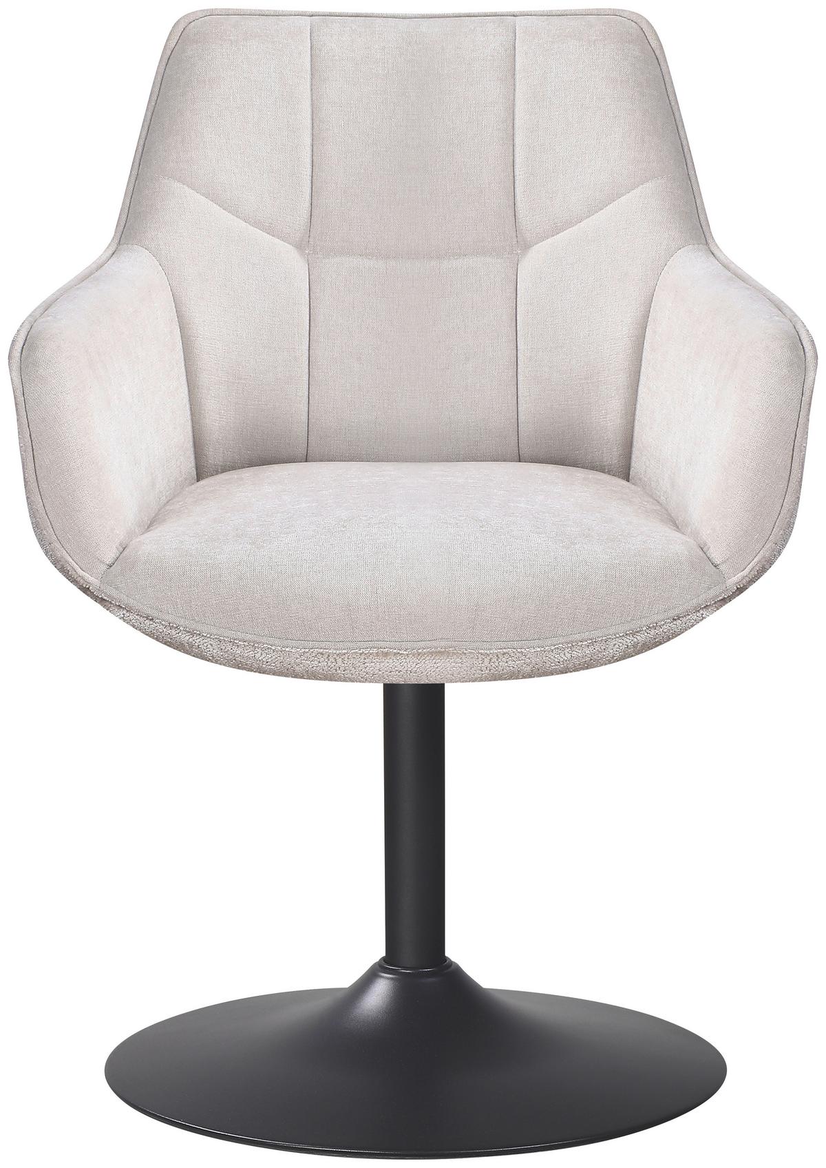 Armlehnstuhl Kaleo Chenille Beige, B: 63 cm - Beige/Schwarz, KONVENTIONELL, Textil/Metall (63/87/64cm) - MID.YOU