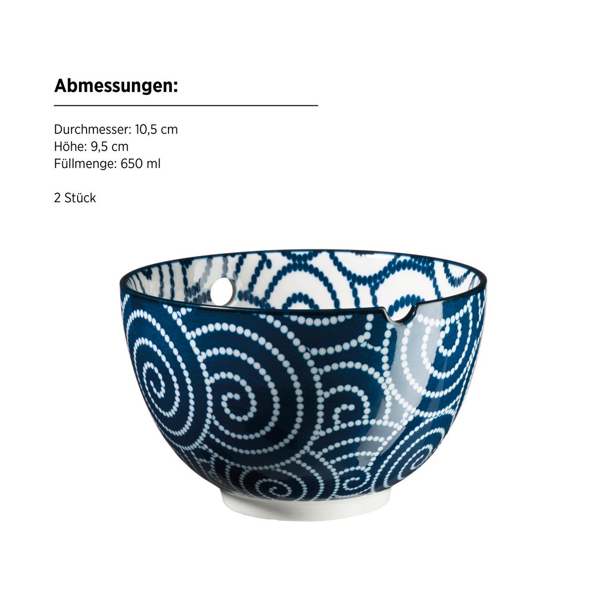 Schüsselset Jurka Blau/weiß, 8-Teilig - Blau/Weiß, Trend, Holz/Keramik - Mäser