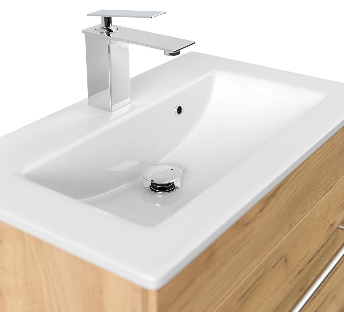 Badezimmer Portus Eiche Dekor B: 60,6 cm - Eichefarben/Weiß, MODERN, Keramik/Holzwerkstoff (60,6cm) - MID.YOU