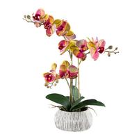 Kunstpflanze Orchideen Gelb/Grau/Grün/Pink, 48 cm - Pink/Gelb, Design, Kunststoff/Stein (48cm) - P & B