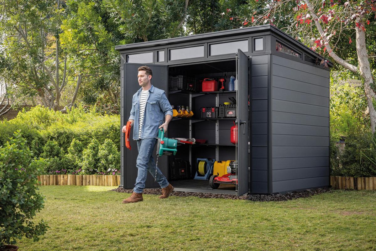 ZAHRADNÍ DOMEK CORTINA 9X7 - tmavě šedá, plast (279/218/226cm)