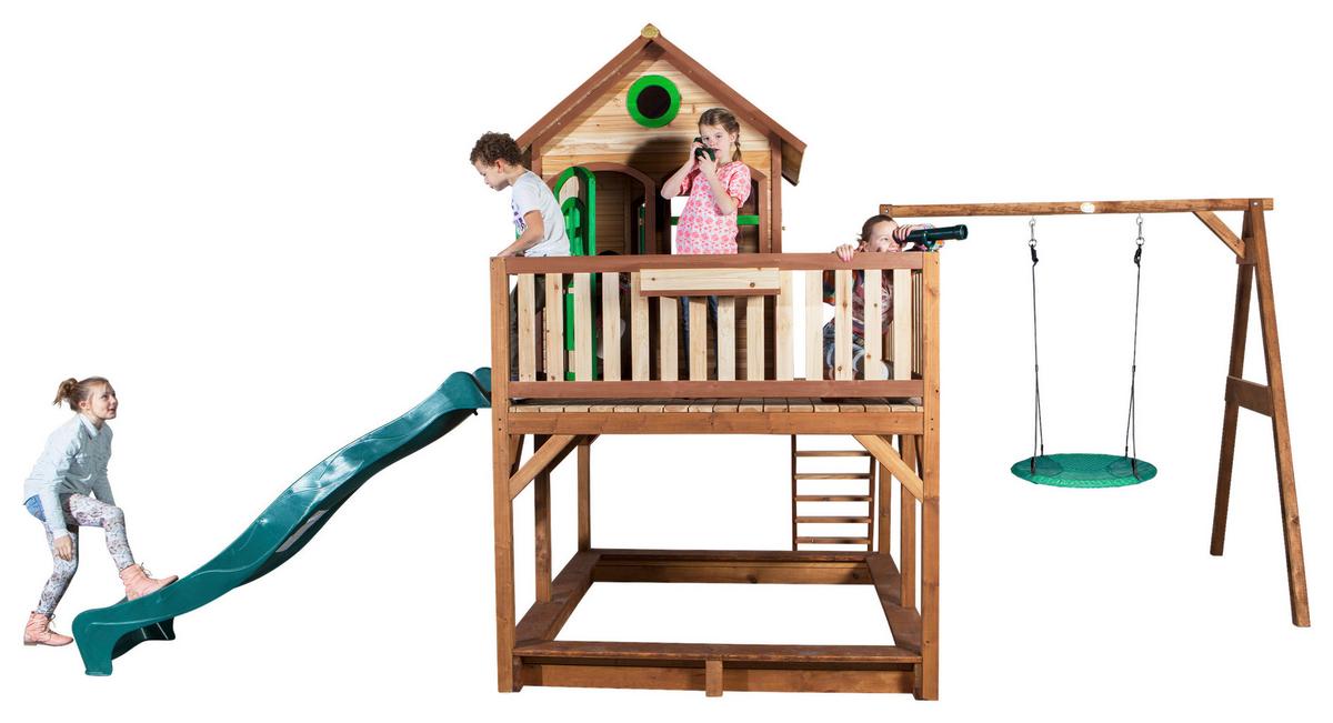 Spielturm A030.154.00 - Braun/Grün, KONVENTIONELL, Holz (613/291/277cm) - Ambia Garden