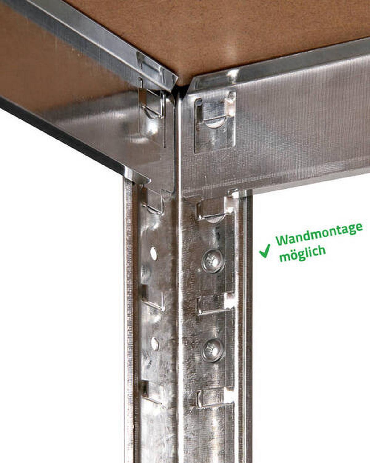 Regalsystem Silberfarben B: 90 cm höhenverstellbar - Silberfarben, Basics, Metall (90/180/40cm)