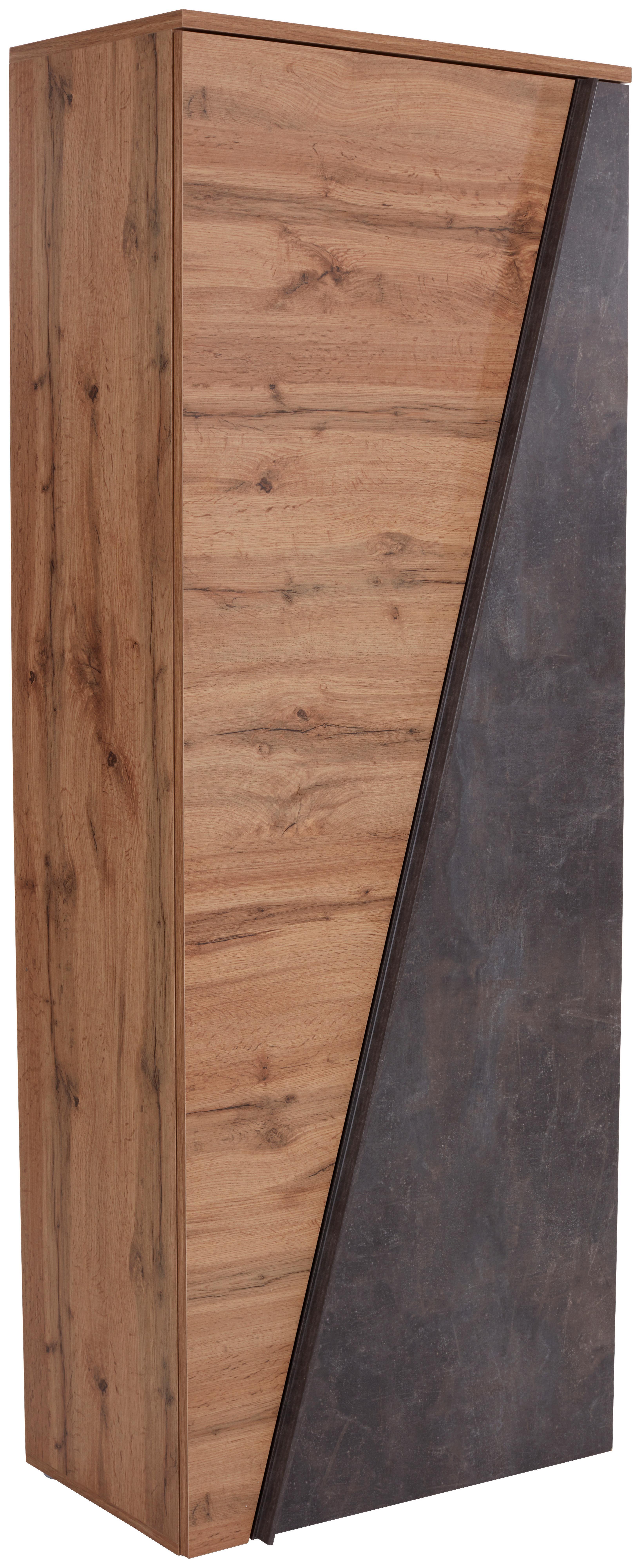 Schuhschrank Venedig Eiche Dekor 2-türig B: 70 cm - Eichefarben/Dunkelgrau, MODERN, Holzwerkstoff (70/196/35cm)