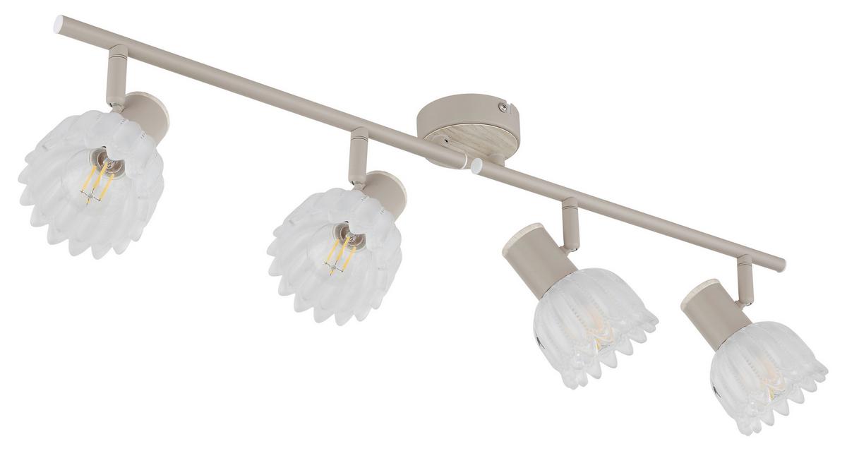 Strahler Exkl. 4xe14, 40w - Sandfarben, KONVENTIONELL, Glas/Metall (70/9/15,5cm) - Globo