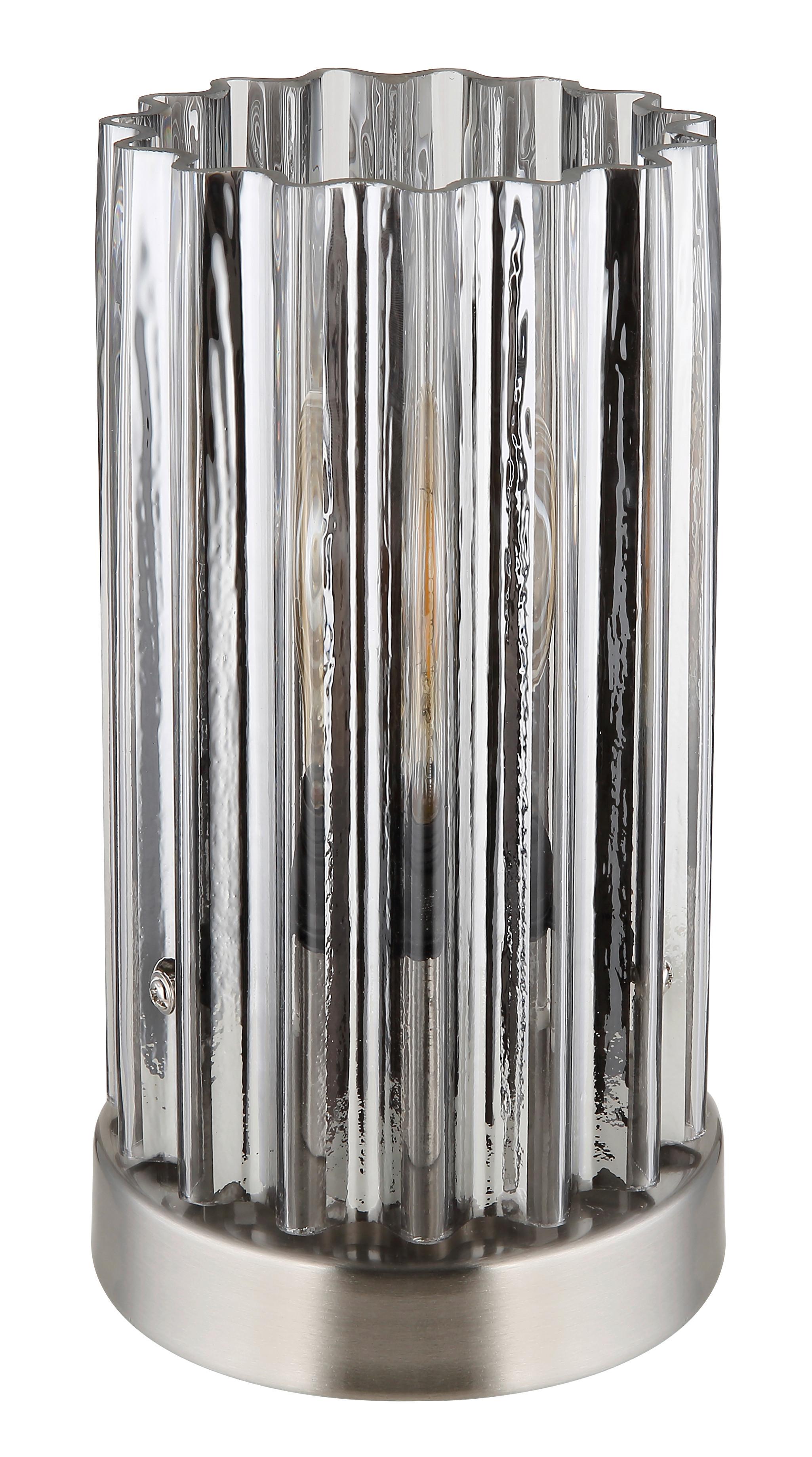 Tischleuchte Cayden Schwarz Nickelfarben D: 12 cm - Klar/Schwarz, KONVENTIONELL, Glas/Kunststoff (12/21,5cm) - Globo