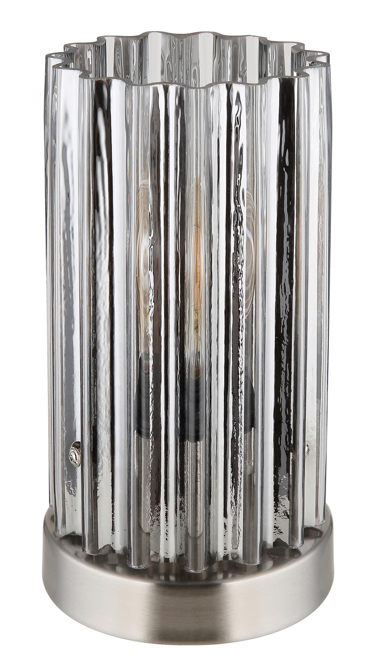 Tischleuchte Cayden Schwarz Nickelfarben D: 12 cm - Klar/Schwarz, KONVENTIONELL, Glas/Kunststoff (12/21,5cm) - Globo
