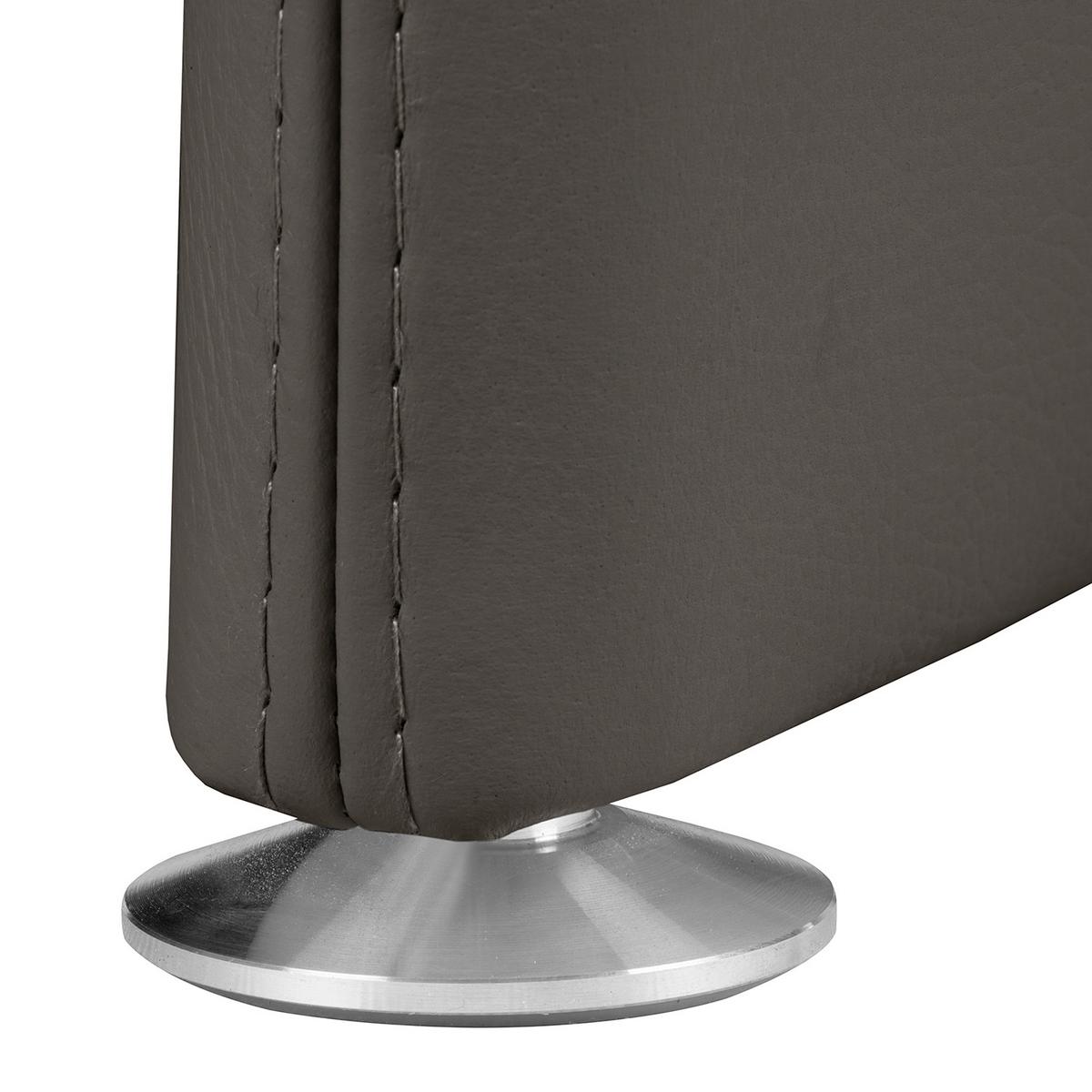 3-Sitzer-Sofa Comodo Echtleder Dunkelbraun B: 214cm - Dunkelbraun/Silberfarben, Design, Leder (214/90/88cm) - Livetastic