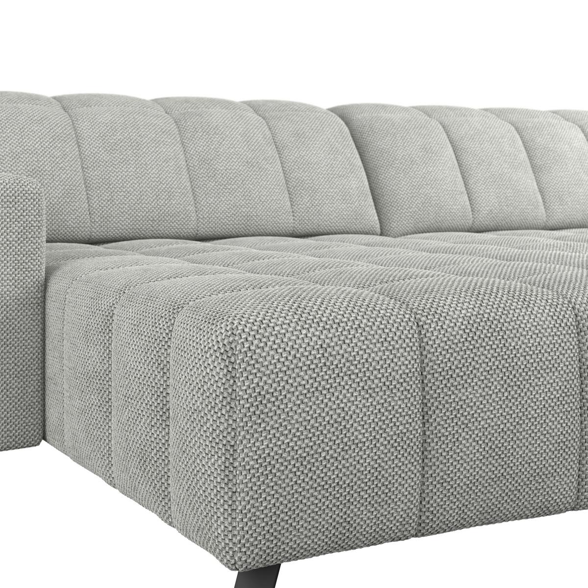 Ecksofa Milano Microfaser hellgrau, B: 178 cm - Hellgrau/Schwarz, MODERN, Holz/Textil (178/256cm) - Luca Bessoni