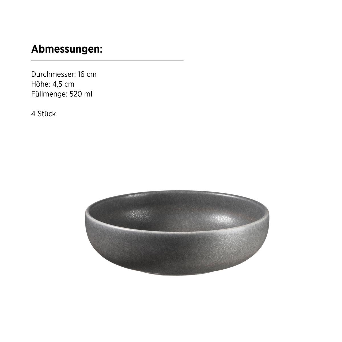 Schüsselset Unico Anthrazit 4-teilig - Anthrazit, Basics, Keramik - Mäser