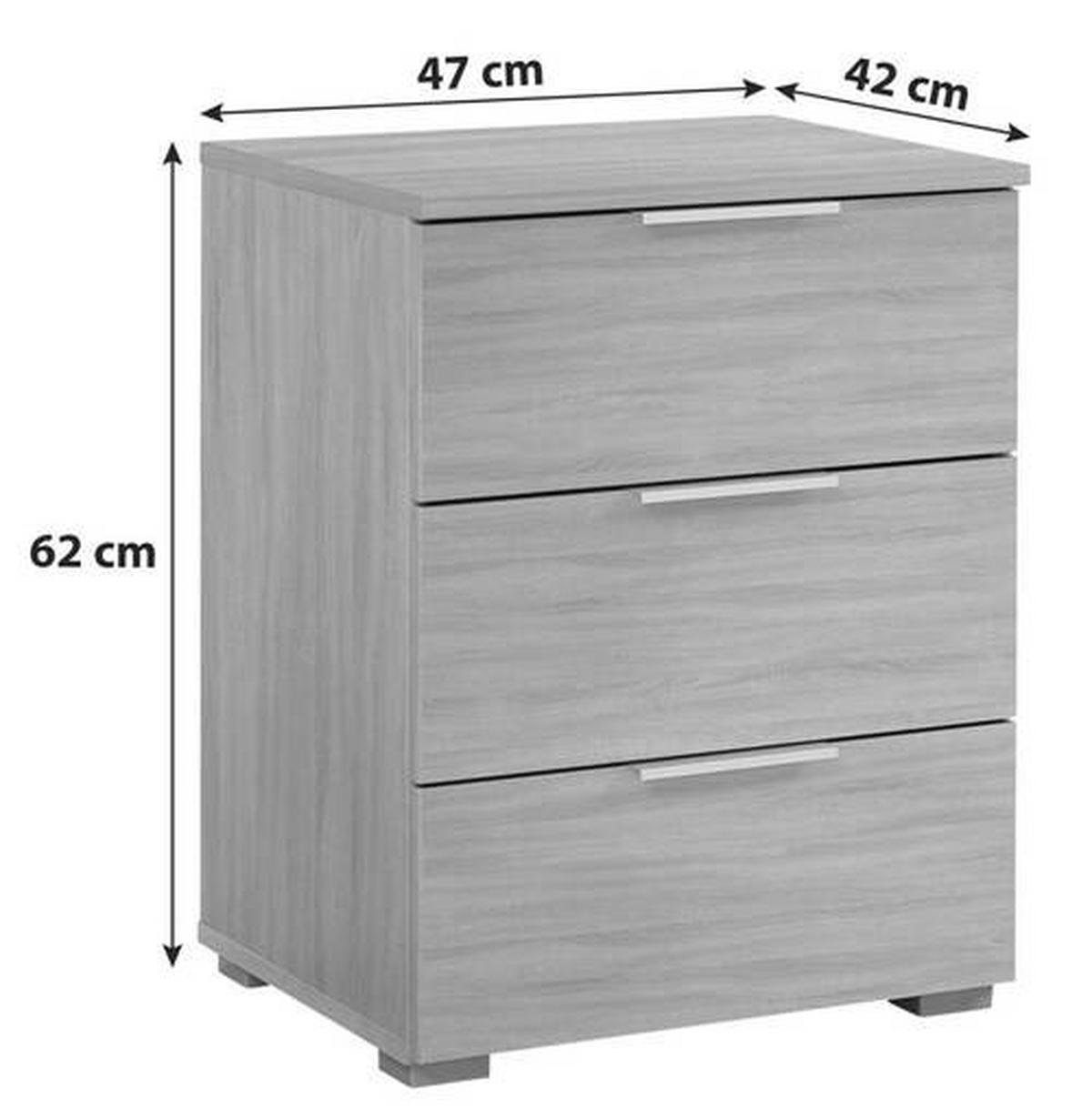 Nachtkästchen Sonoma Eiche Dekor H: 62 Cm Alabama - Alufarben/Sonoma Eiche, MODERN, Holzwerkstoff (47/62/42cm) - Rauch Möbel