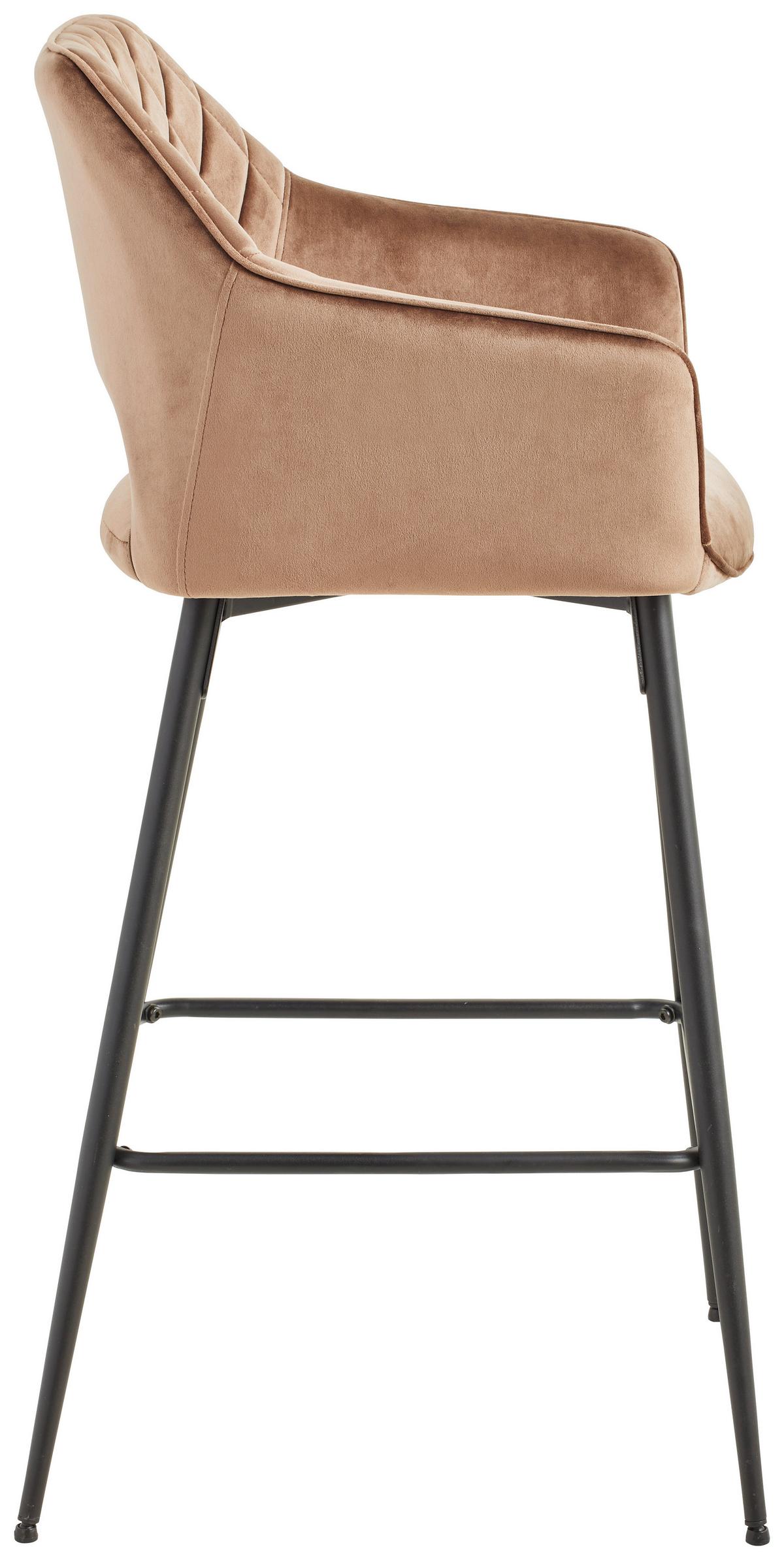 Barhocker mit Lehne Portofino Taupe - Taupe/Schwarz, MODERN, Textil/Metall (55/105/53cm) - MID.YOU