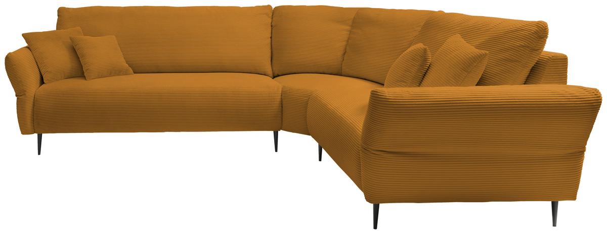 Ecksofa Vanilla Goldfarben S: 294x256 cm - Goldfarben/Schwarz, Design, Textil (294/256cm) - Livetastic
