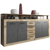 Kommode B 190cm Luna, Eiche/Anthrazit - Eichefarben/Anthrazit, Basics, Holzwerkstoff (190/95/32cm)