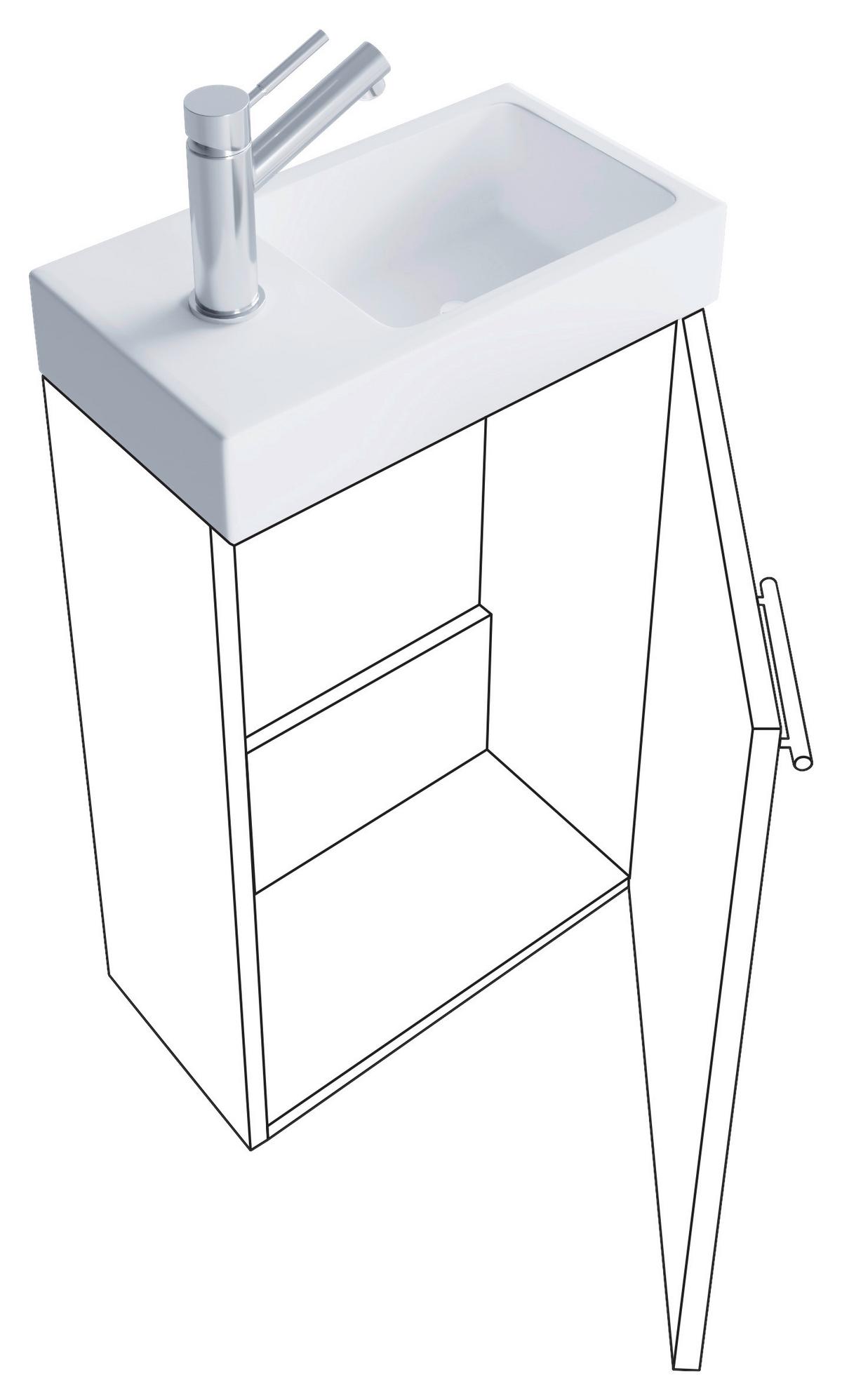 Gästebad Slito Sonoma Eiche B: 41 cm - Weiß/Sonoma Eiche, MODERN, Keramik/Holzwerkstoff (41cm) - MID.YOU