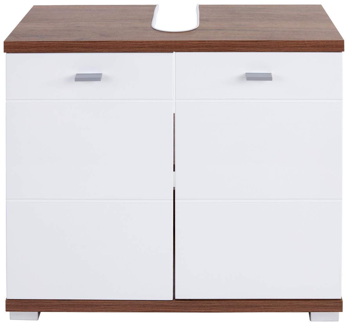 Badezimmer Bari B: 140,5cm, Eiche Dekor - Eichefarben/Weiß, KONVENTIONELL, Holzwerkstoff (140,5/190/32cm)