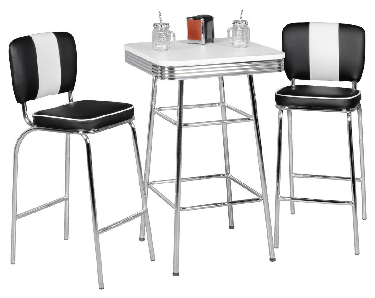Barová židle AMERICAN DINER černobílá - bílá/černá, Moderní, kov/plast (40/110/38cm) - MID.YOU