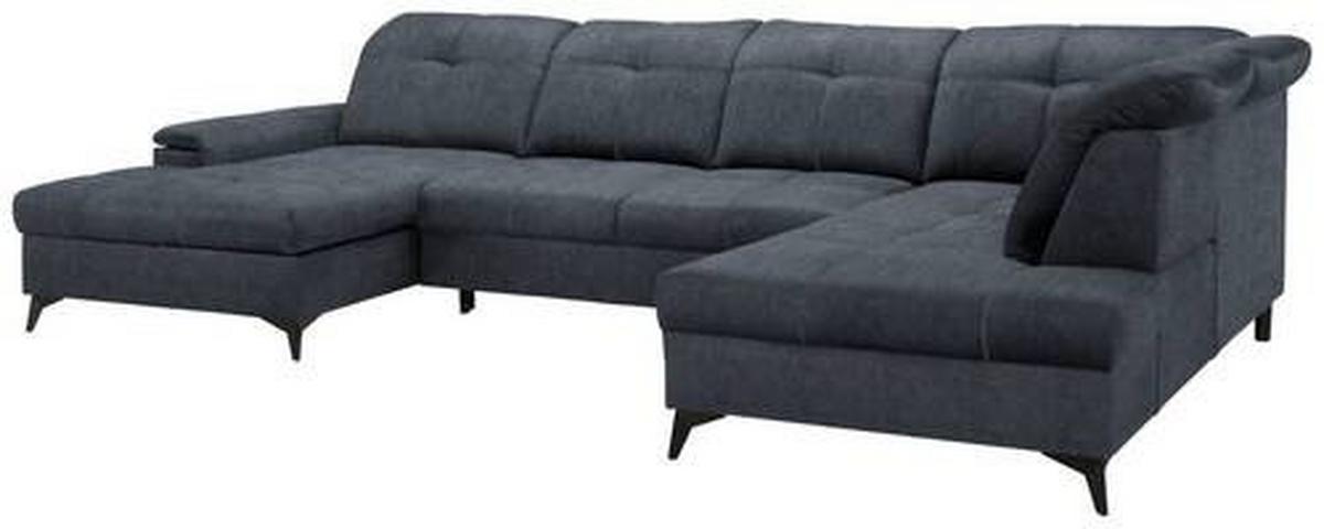 Sedacia súprava U SIERRA, pravá, grafitová CLOUD - čierna/grafitová, Modern, kov/textil (181/364/230cm) - Mömax