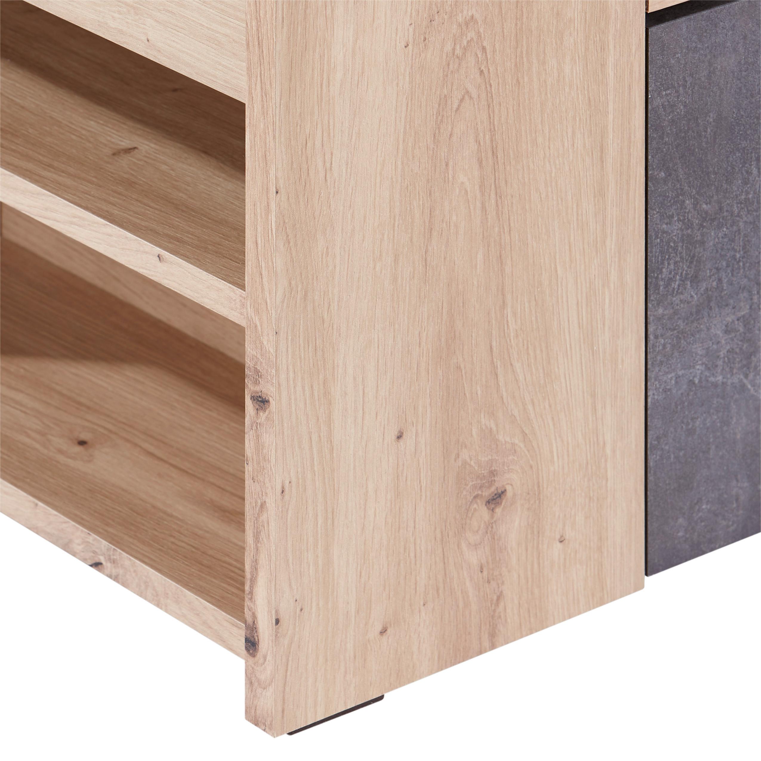 Postel S Úložným Prostorem Azurro,140x200 Cm - tmavě šedá/dub artisan, Moderní, kompozitní dřevo (140/200cm)