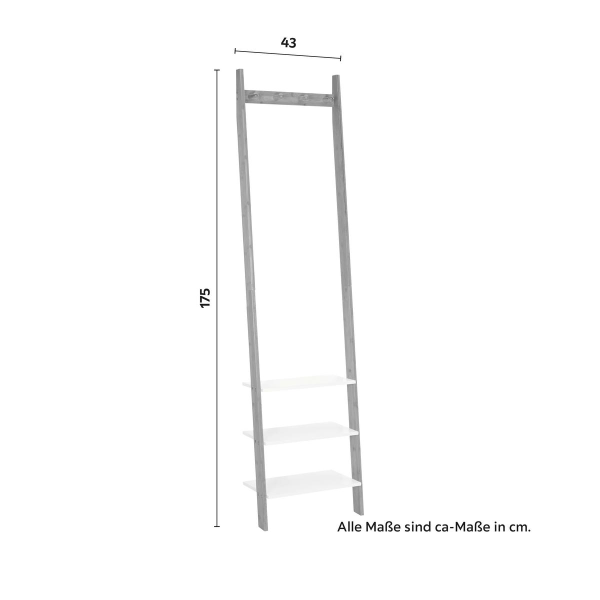 Regál z bambusu Mirela - bílá/přírodní barvy, Moderní, kompozitní dřevo/přírodní materiály (43/175/25cm) - Bessagi Home